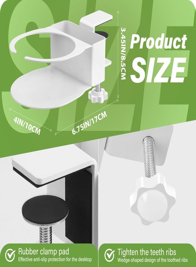 Yonsya Desk Cup Holder for Coffee Mugs, Tumblers, Water Bottles with Mobile Phone Stand, Anti-Spill Metal School Home Office Accessories (White-1) - Image 2
